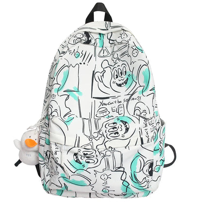 Lady Fashion Graffiti Backpack Waterproof Women Book Boy Bags Female Laptop Nylon Men Backpack Girl Student Male School Bag Cool