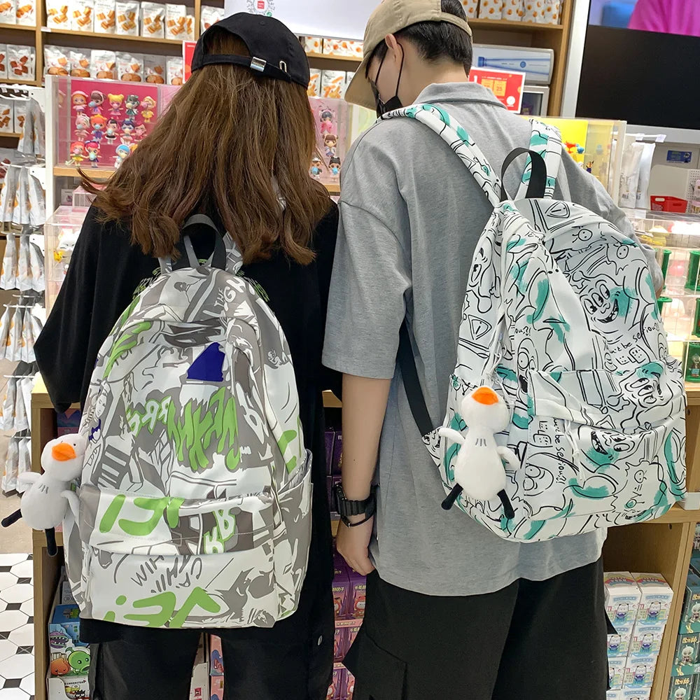 Lady Fashion Graffiti Backpack Waterproof Women Book Boy Bags Female Laptop Nylon Men Backpack Girl Student Male School Bag Cool