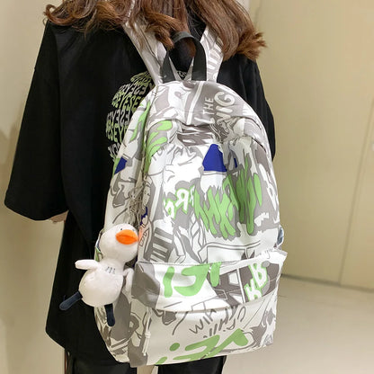 Lady Fashion Graffiti Backpack Waterproof Women Book Boy Bags Female Laptop Nylon Men Backpack Girl Student Male School Bag Cool