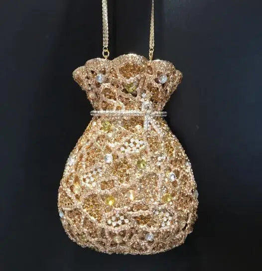 Lady Green Flower Bottle Full Rhinestones Evening Bags Wedding Stone Clutch Purse Metal Minaudiere Handbag Bridal Party Handbags