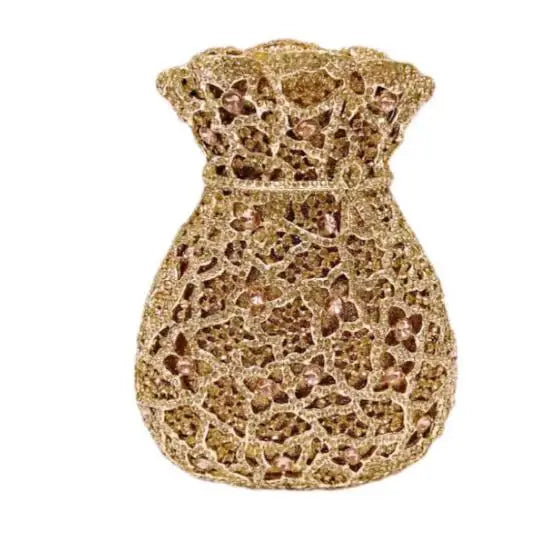Lady Green Flower Bottle Full Rhinestones Evening Bags Wedding Stone Clutch Purse Metal Minaudiere Handbag Bridal Party Handbags