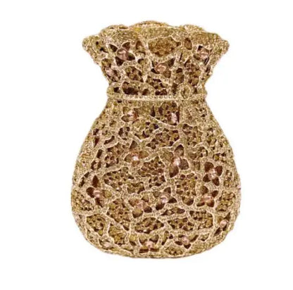 Lady Green Flower Bottle Full Rhinestones Evening Bags Wedding Stone Clutch Purse Metal Minaudiere Handbag Bridal Party Handbags
