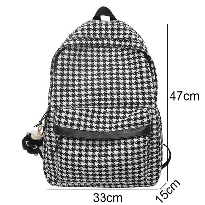 Lady High Capacity Nylon Plaid College Backpack Women Lattice SchoolBag Girl Travel Book Laptop Backpack Fashion Female Cute Bag