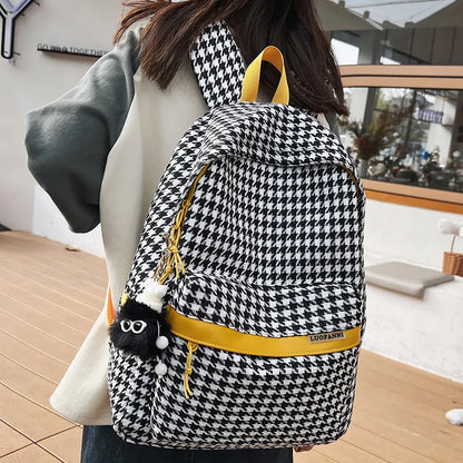 Lady High Capacity Nylon Plaid College Backpack Women Lattice SchoolBag Girl Travel Book Laptop Backpack Fashion Female Cute Bag