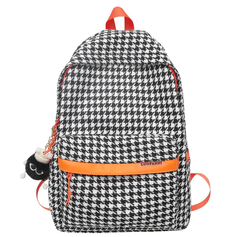 Lady High Capacity Nylon Plaid College Backpack Women Lattice SchoolBag Girl Travel Book Laptop Backpack Fashion Female Cute Bag