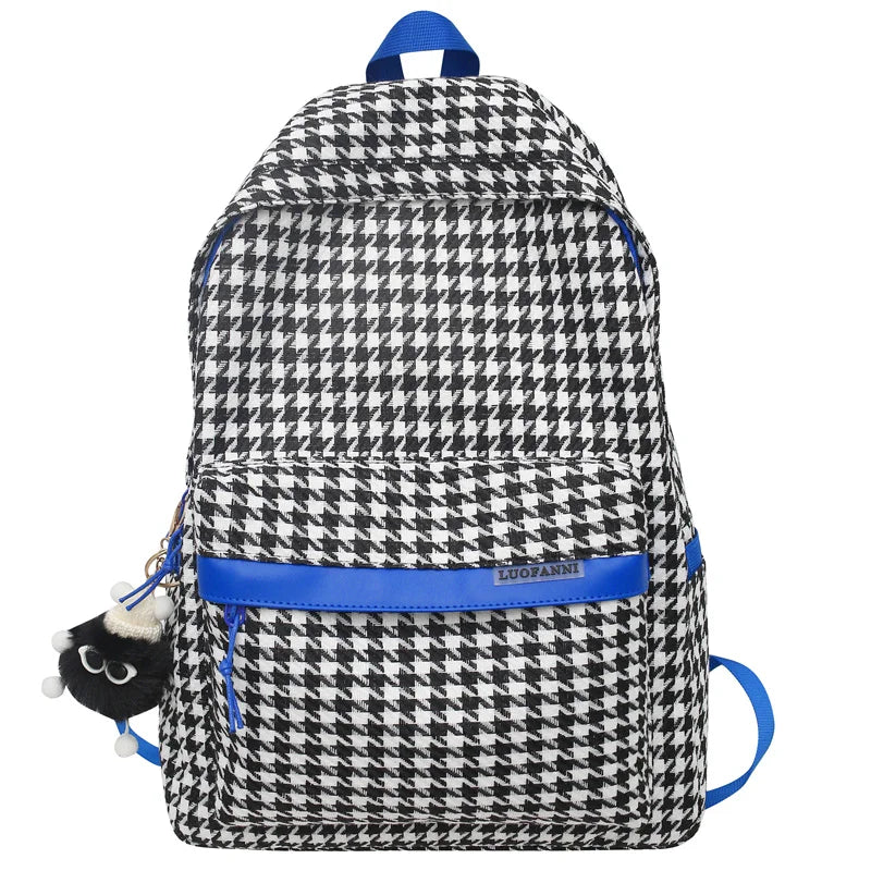 Lady High Capacity Nylon Plaid College Backpack Women Lattice SchoolBag Girl Travel Book Laptop Backpack Fashion Female Cute Bag