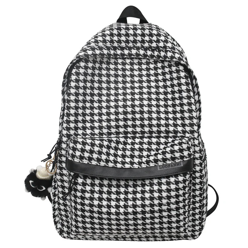 Lady High Capacity Nylon Plaid College Backpack Women Lattice SchoolBag Girl Travel Book Laptop Backpack Fashion Female Cute Bag