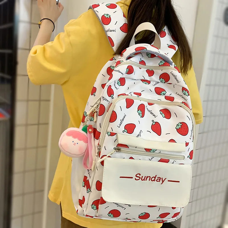 Lady Kawaii Printing Fashion Girl Waterproof Book Bags Women Travel School Bag Female Cute Nylon Laptop College Backpack Student