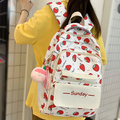 Lady Kawaii Printing Fashion Girl Waterproof Book Bags Women Travel School Bag Female Cute Nylon Laptop College Backpack Student