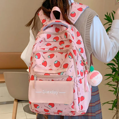 Lady Kawaii Printing Fashion Girl Waterproof Book Bags Women Travel School Bag Female Cute Nylon Laptop College Backpack Student