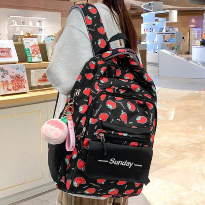 Lady Kawaii Printing Fashion Girl Waterproof Book Bags Women Travel School Bag Female Cute Nylon Laptop College Backpack Student
