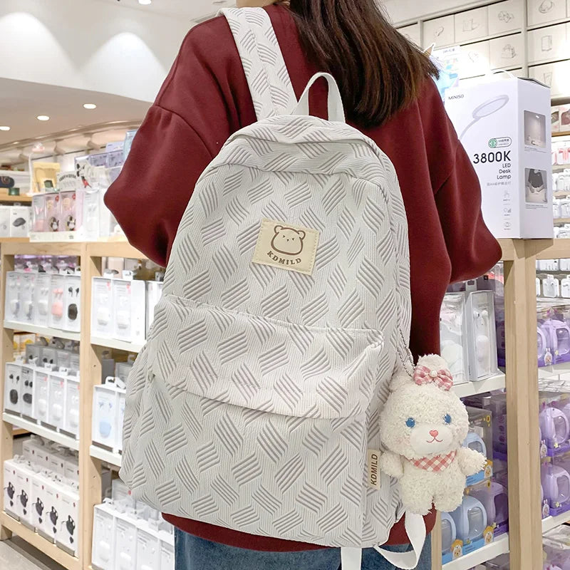 Lady Kawaii Printing Waterproof College Backpack Fashion Women School Bag Girl Travel Cute Book Backpack Female Laptop Nylon Bag
