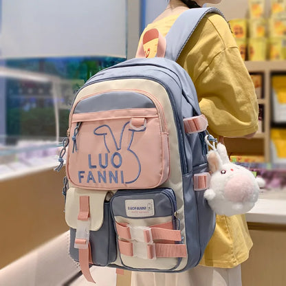 Lady Laptop Waterproof Women Embroidery Kawaii Backpack Girl College Travel School Bag Cute Harajuku Fashion Female Book Bag New