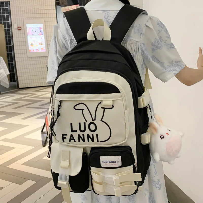 Lady Laptop Waterproof Women Embroidery Kawaii Backpack Girl College Travel School Bag Cute Harajuku Fashion Female Book Bag New