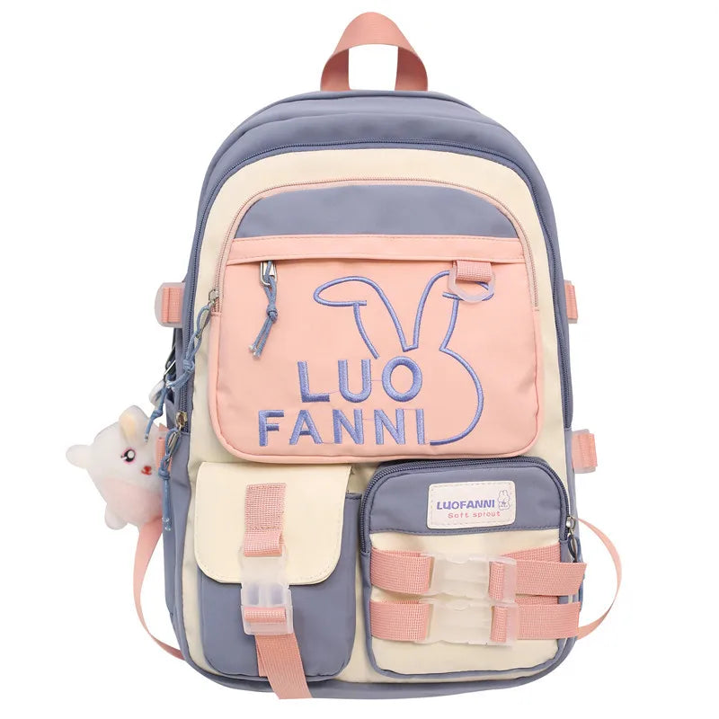 Lady Laptop Waterproof Women Embroidery Kawaii Backpack Girl College Travel School Bag Cute Harajuku Fashion Female Book Bag New