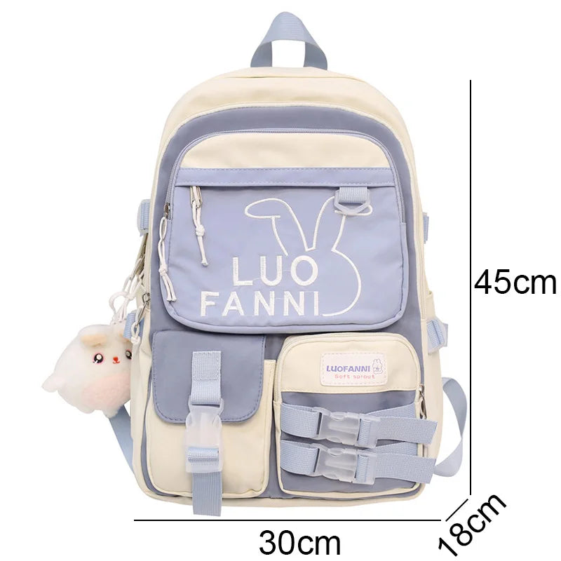 Lady Laptop Waterproof Women Embroidery Kawaii Backpack Girl College Travel School Bag Cute Harajuku Fashion Female Book Bag New