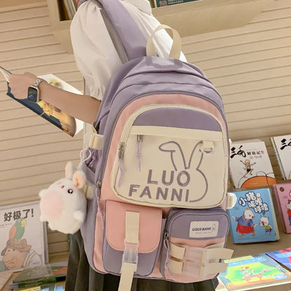 Lady Laptop Waterproof Women Embroidery Kawaii Backpack Girl College Travel School Bag Cute Harajuku Fashion Female Book Bag New