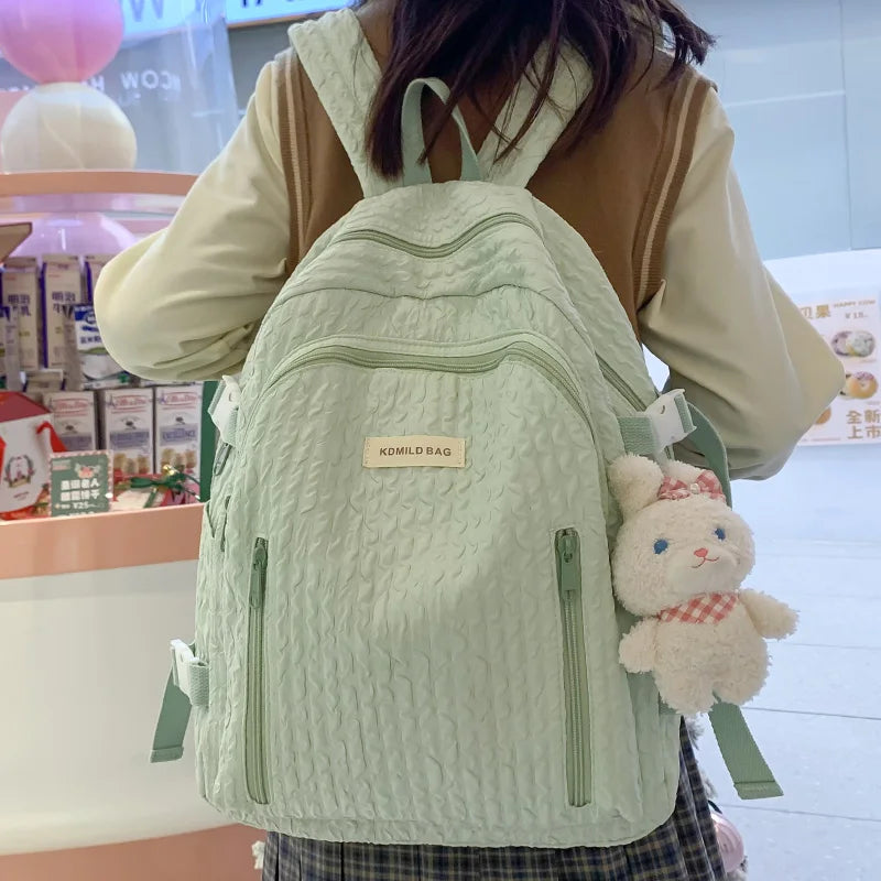 Lady Leisure Pink Women Kawaii New Nylon Laptop Book Bag Trendy Girl Travel School Bag Fashion Cute Female College Backpack Cool