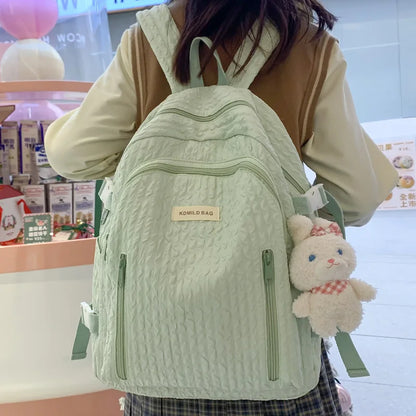 Lady Leisure Pink Women Kawaii New Nylon Laptop Book Bag Trendy Girl Travel School Bag Fashion Cute Female College Backpack Cool