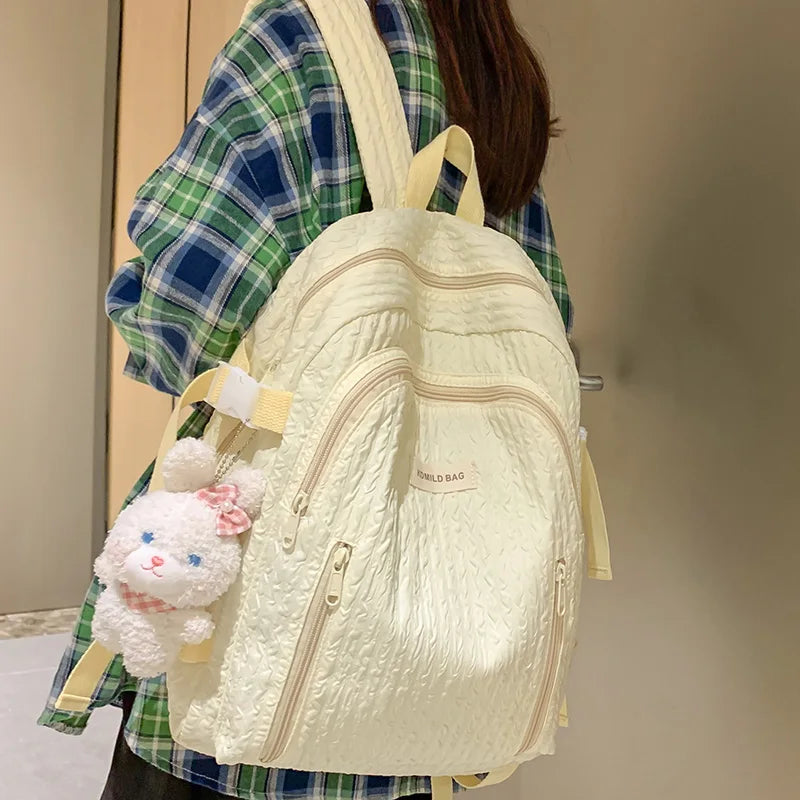 Lady Leisure Pink Women Kawaii New Nylon Laptop Book Bag Trendy Girl Travel School Bag Fashion Cute Female College Backpack Cool