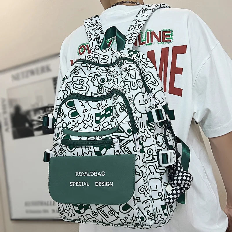 Lady Male Graffiti Travel Bag Men Women Cartoon School Backpack Trendy Girl Boy Laptop College Backpack Fashion Female Book Bags