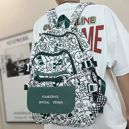 Lady Male Graffiti Travel Bag Men Women Cartoon School Backpack Trendy Girl Boy Laptop College Backpack Fashion Female Book Bags