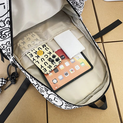 Lady Male Graffiti Travel Bag Men Women Cartoon School Backpack Trendy Girl Boy Laptop College Backpack Fashion Female Book Bags