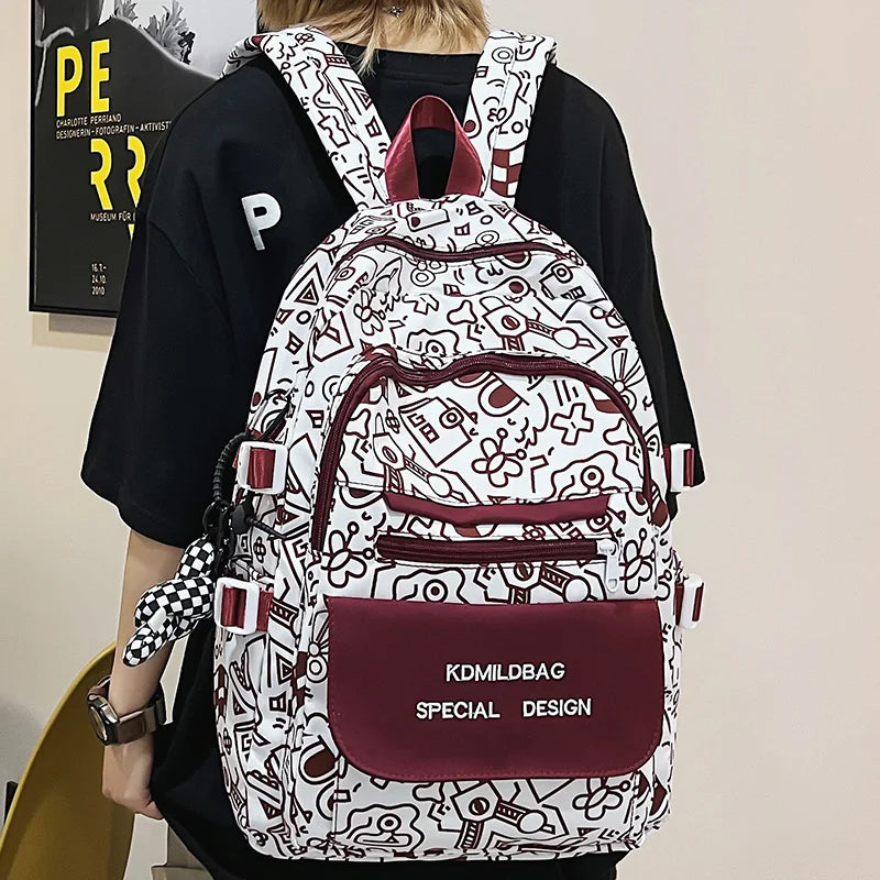 Lady Male Graffiti Travel Bag Men Women Cartoon School Backpack Trendy Girl Boy Laptop College Backpack Fashion Female Book Bags