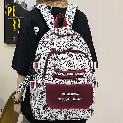 Lady Male Graffiti Travel Bag Men Women Cartoon School Backpack Trendy Girl Boy Laptop College Backpack Fashion Female Book Bags