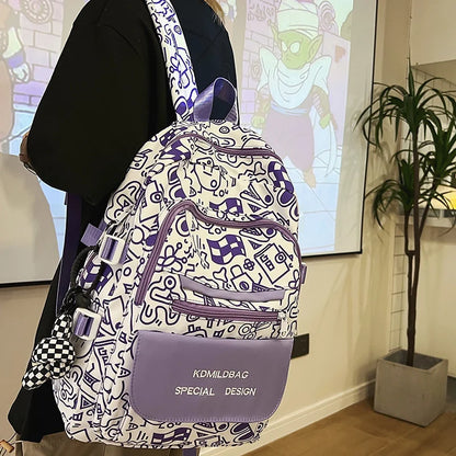 Lady Male Graffiti Travel Bag Men Women Cartoon School Backpack Trendy Girl Boy Laptop College Backpack Fashion Female Book Bags