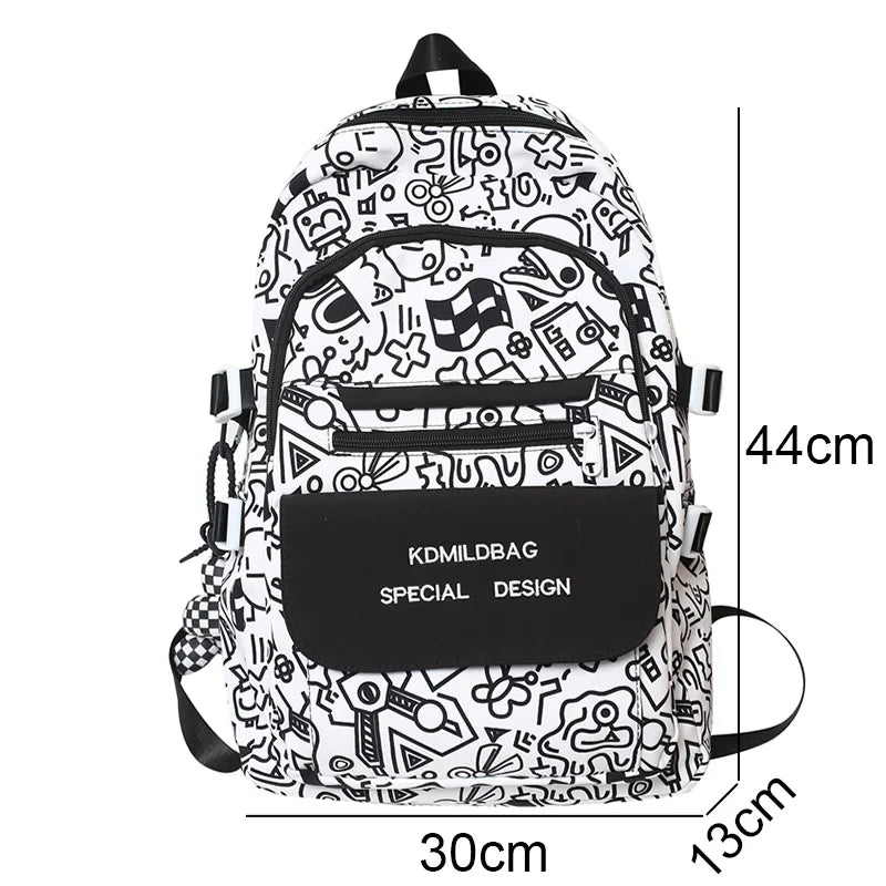 Lady Male Graffiti Travel Bag Men Women Cartoon School Backpack Trendy Girl Boy Laptop College Backpack Fashion Female Book Bags