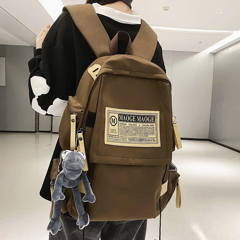 Lady Male Red Nylon School Bag Cool Boy Girl Waterproof Travel Book Bag Men Women Female Leisure Laptop College Backpack Fashion