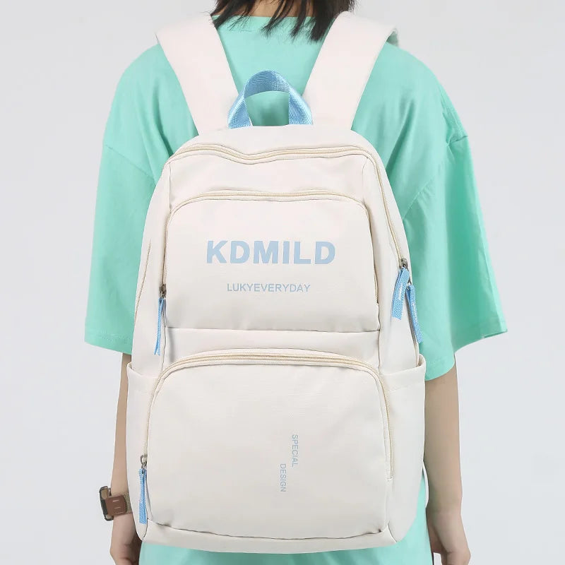 Lady Male White Book Bag Cool Trendy Laptop College Backpack Fashion Boy Girl School Bag Men Women Travel Student Backpack Nylon