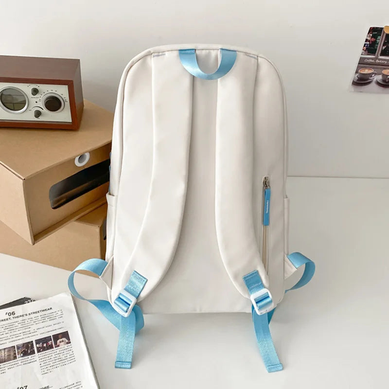 Lady Male White Book Bag Cool Trendy Laptop College Backpack Fashion Boy Girl School Bag Men Women Travel Student Backpack Nylon