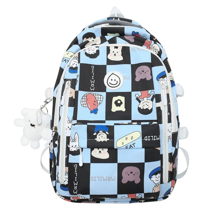 Lady Nylon Cartoon Pattern Student Bag Fashion Female Cute Printing Laptop College Backpack Girl Kawaii Travel Women School Bags