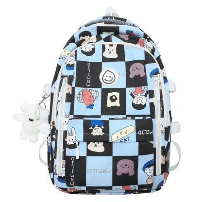 Lady Nylon Cartoon Pattern Student Bag Fashion Female Cute Printing Laptop College Backpack Girl Kawaii Travel Women School Bags