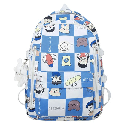 Lady Nylon Cartoon Pattern Student Bag Fashion Female Cute Printing Laptop College Backpack Girl Kawaii Travel Women School Bags