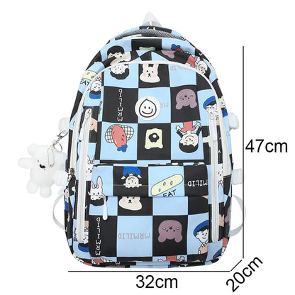 Lady Nylon Cartoon Pattern Student Bag Fashion Female Cute Printing Laptop College Backpack Girl Kawaii Travel Women School Bags