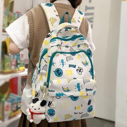 Lady Nylon New Cartoon Printing Girl Kawaii Travel Book Bag Women Cute Laptop School Bag Fashion College Backpack Female Student