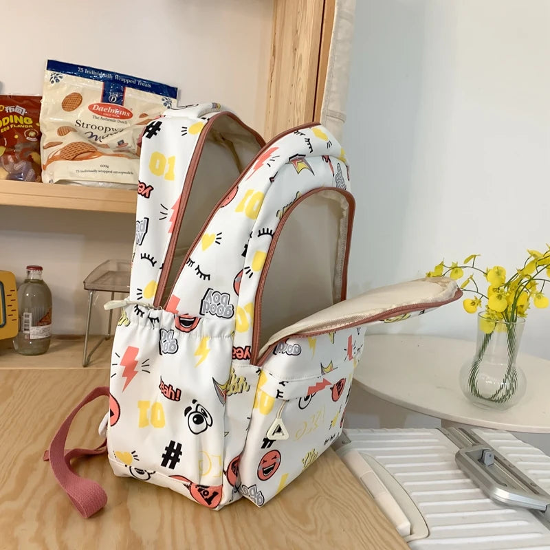 Lady Nylon New Cartoon Printing Girl Kawaii Travel Book Bag Women Cute Laptop School Bag Fashion College Backpack Female Student