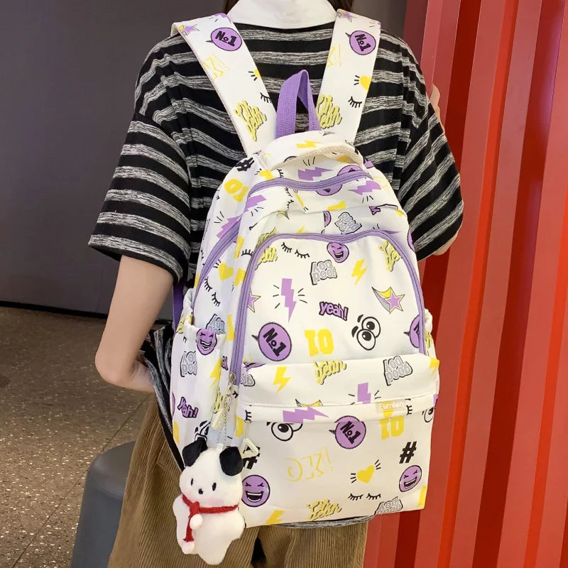 Lady Nylon Cartoon Printing Backpack