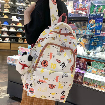 Lady Nylon New Cartoon Printing Girl Kawaii Travel Book Bag Women Cute Laptop School Bag Fashion College Backpack Female Student
