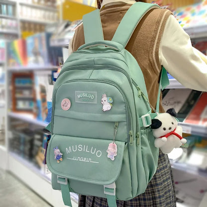 Lady Nylon Waterproof College Backpack Women Cute Badge School Bag New Female Travel Bag Girl Book Nylon Laptop Backpack Fashion