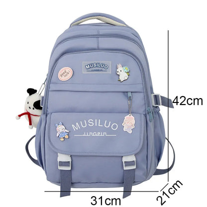 Lady Nylon Waterproof College Backpack Women Cute Badge School Bag New Female Travel Bag Girl Book Nylon Laptop Backpack Fashion