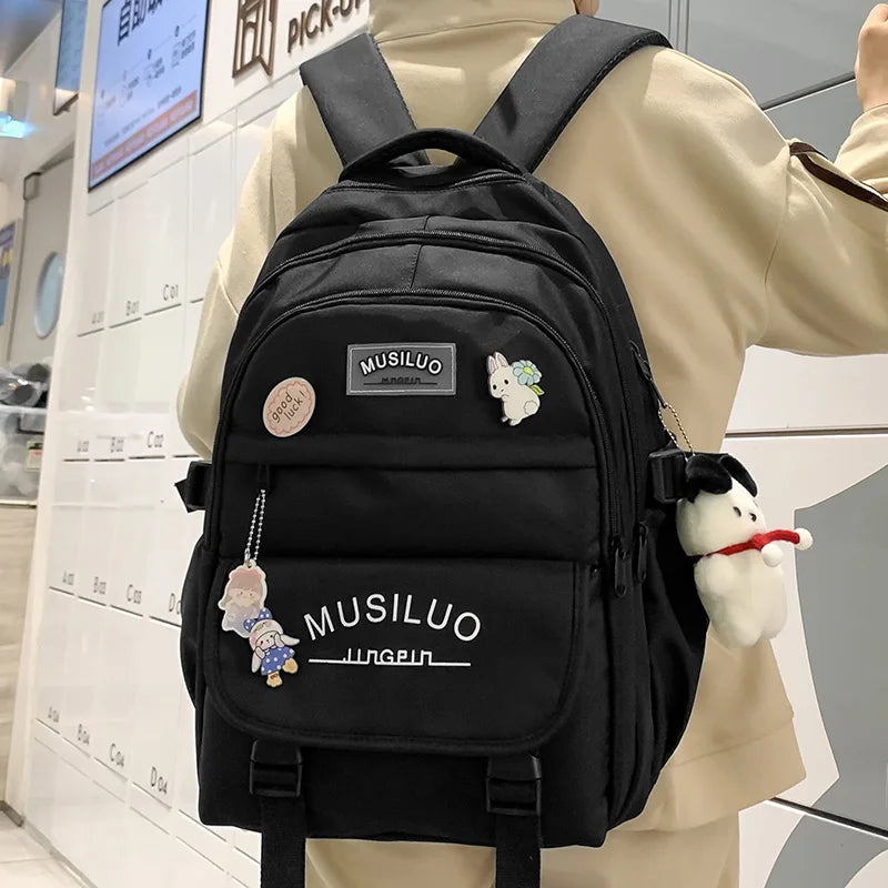 Lady Nylon Waterproof College Backpack Women Cute Badge School Bag New Female Travel Bag Girl Book Nylon Laptop Backpack Fashion