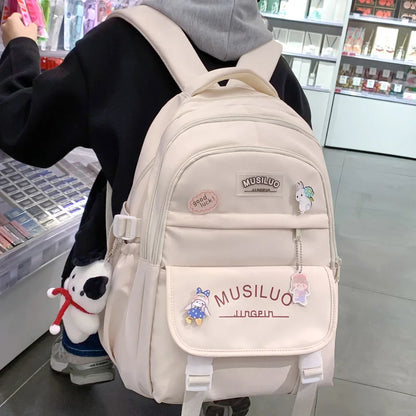 Lady Nylon Waterproof College Backpack Women Cute Badge School Bag New Female Travel Bag Girl Book Nylon Laptop Backpack Fashion