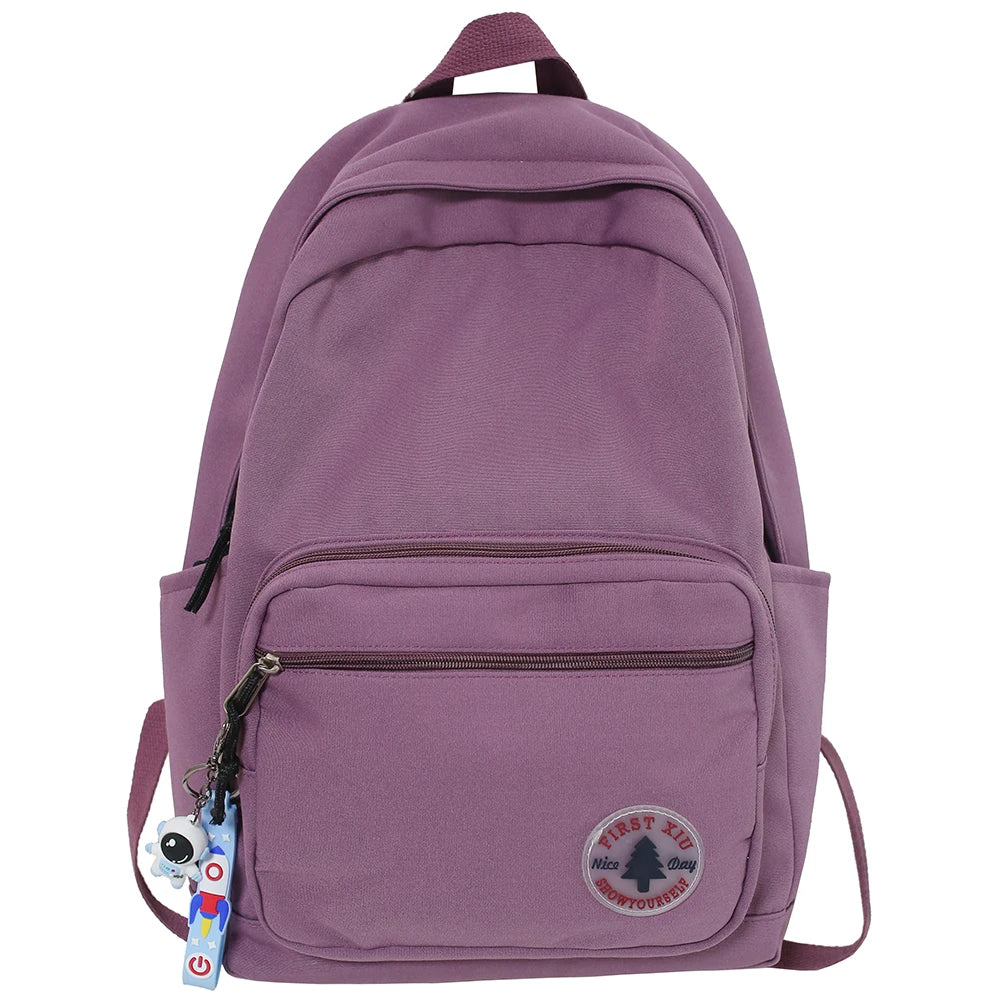 Lady Student Travel Bag Fashion Solid Color Female Laptop Teenage Backpack Cool Girl Cute College Bag Women Kawaii Book Backpack