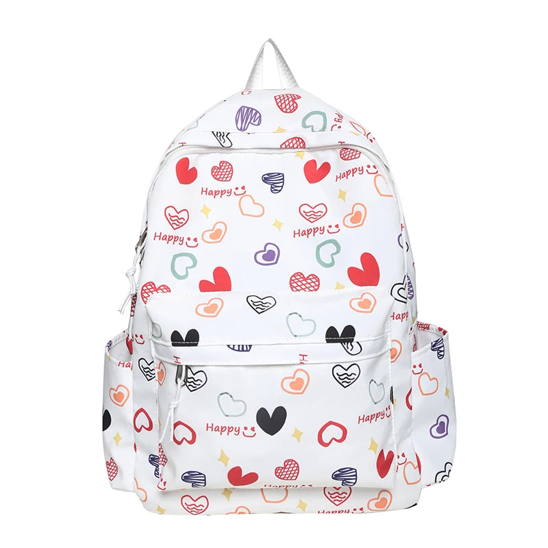 Lady Trendy Cute Cartoon Printing College Backpack New Girl Travel Nylon Book Bag Female Laptop Fashion Women Kawaii School Bags