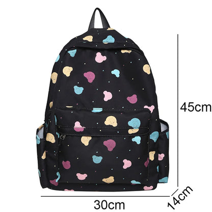 Lady Trendy Cute Cartoon Printing College Backpack New Girl Travel Nylon Book Bag Female Laptop Fashion Women Kawaii School Bags
