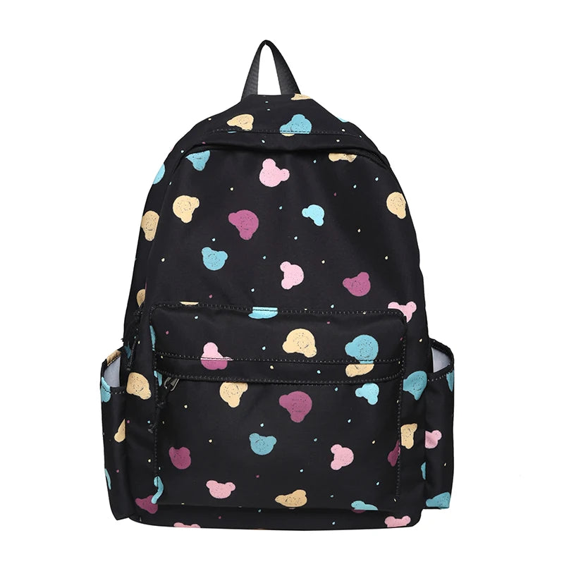 Lady Trendy Cute Cartoon Printing College Backpack New Girl Travel Nylon Book Bag Female Laptop Fashion Women Kawaii School Bags